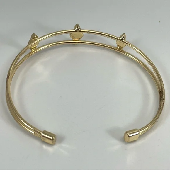 Stunning Gold Tone Whit Rhinestone Dainty Open Cuff Bangle Bracelet Cute Elegant - Picture 5 of 5